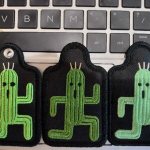 Embroidered "Running Cactus" Keychain (Two-Sided)